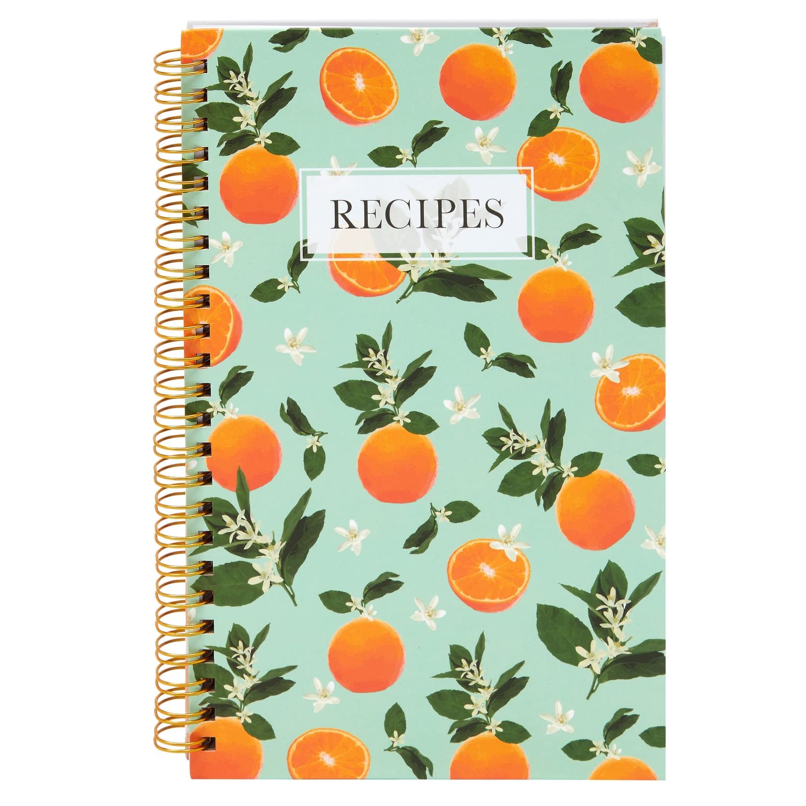 Pipilo Press Blank Recipe Book to Write in Your Own Recipes, 120 Pages, 8 Sections, Floral and Orange Theme, Laminated Hardcover