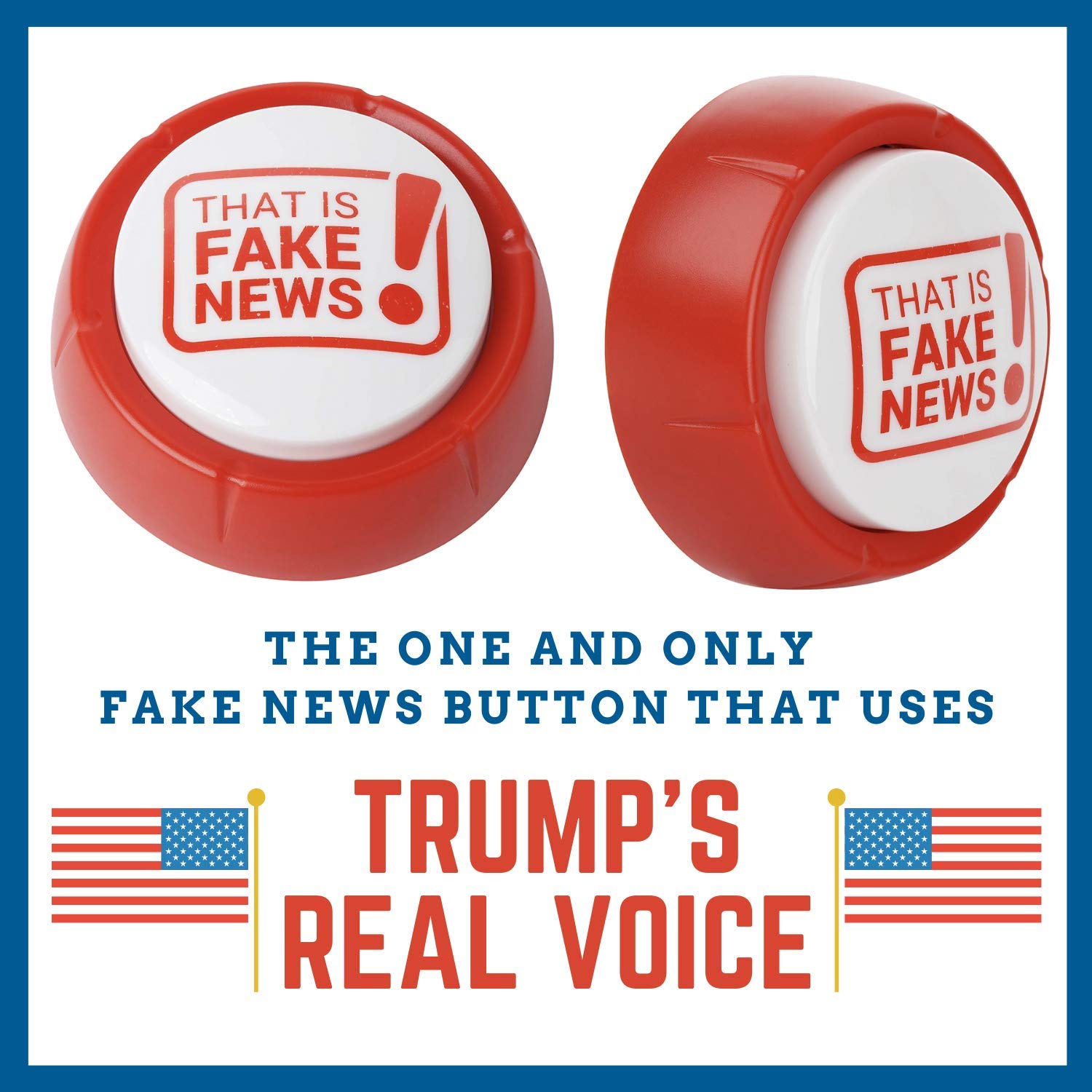 Donald Trump Fake News Button - 11 Fake News Quotes In Real Voice - Talking Gag Gift Desk Item - Gag Accessories Gifts for Men a