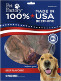 Pet Factory 100% Made in USA Beefhide 6 Knotted Bones Dog Chew Treats - Beef Flavor, 12 Count/1 Pack