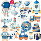 1Pack Vintage Space Happy Birthday Materials For Scrapbooking, Diy CutOut Book, Diary, Photo Album, Stationery Stickers, Schoo