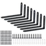 Alise 8 Pack Floating Shelf Brackets,Black Heavy Duty L Bracket Corner Brace,Stainless Steel Corner Bracket,Joint Angle Brackets