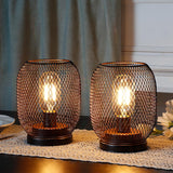 JHY DESIGN Set of 2 Metal Cage LED Lantern Battery Powered,Cordless Accent Light with LED.Great for Weddings,Parties,Patio,Event