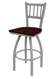 810 Contessa 25 Swivel Counter Stool with Anodized Nickel Finish and Dark Cherry Oak Seat