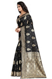 Sugathari Womens Banarasi Saree Pure Kanjivaram Silk Saree Soft New Ladies 2023 Design Wear Sarees Latest Cotton Party Sari Collections With Blouse Piece For Wedding Sadi (Sam San Eagle-3 Black)