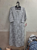 Anni Designer Women'S Cotton Blend Straight Chikankari Embroidered Kurta (Sutlej-Grey-Grt_L_Grey_Large),Grey,L,Cotton Blend,Regular,Kurta