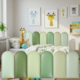 Jetec 6 Pcs Wall Padding for Kids Room, 15.75'' x 7.87'' Sage Green 3D Padded Wall Panels, Anti-Collision, Peel & Stick Crib & P