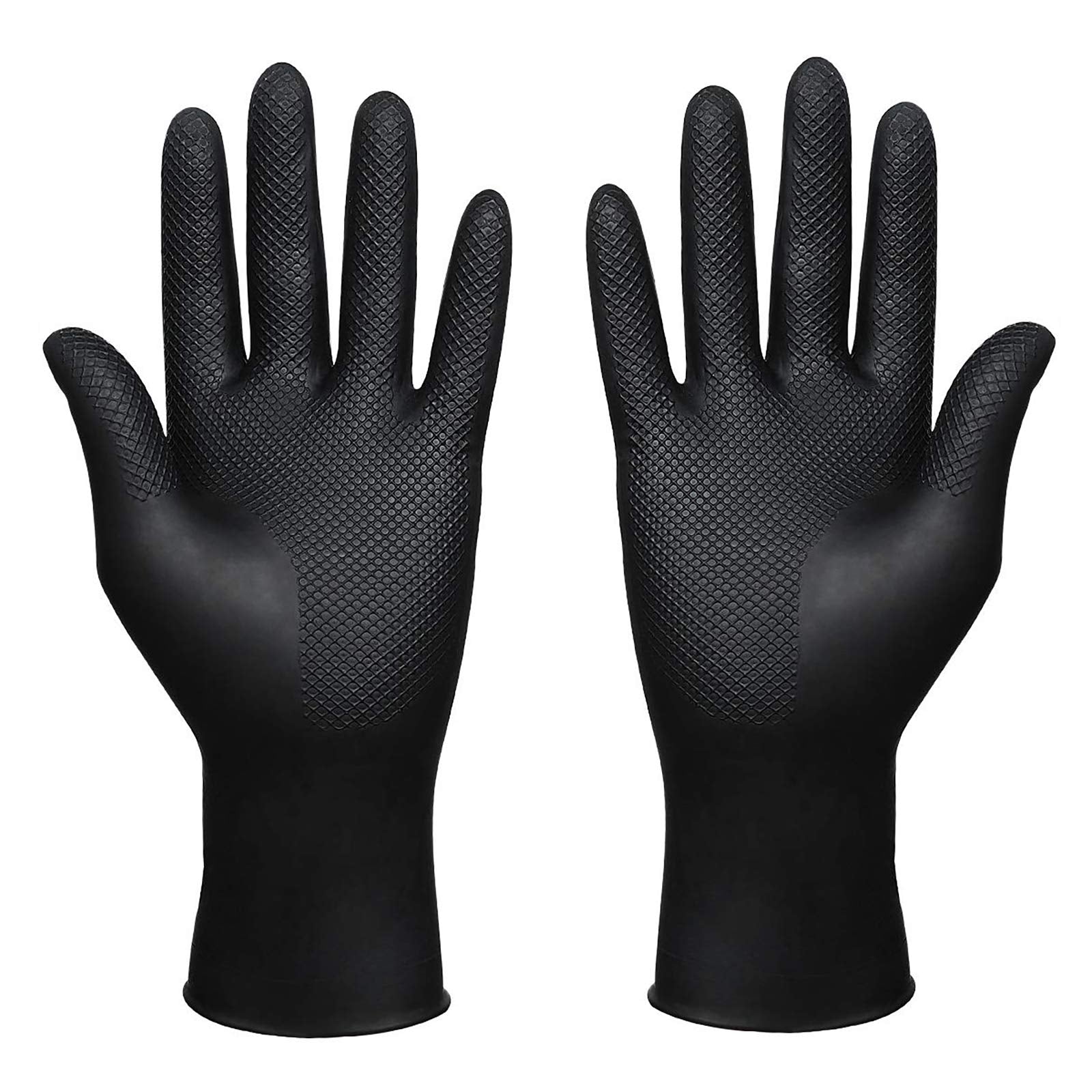 Hair Dye Gloves, Reusable Rubber Gloves, Professional Hair Coloring Accessories for Hair Salon Hair Dyeing (1 Pair, Large, Black