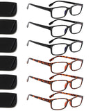 Kerecsen 6-Pack Reading Glasses Blue Light Blocking,Spring Hinge Readers for Men Women,Computer Eyeglasses (3BLACK 3Tortoise, 2.