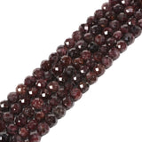 6mm Red Garnet Faceted Gemstone Round Loose Beads Strand 15.5-17 DIY Jewelry Making