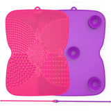 2 Pack Silicone Makeup Brush Cleaner Pad with Suction Cup, 8 Textures, Stable, YalsFTY Makeup Brush Cleaning Mat with Suction Cu