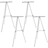 U.S. Art Supply 66 High Classroom Silver Aluminum Flip Chart Easel & Presentation Stand (4 Pack) - Adjustable Floor/Tabletop, Po