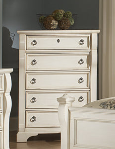 American Woodcrafters 2910 Heirloom Five Drawer Chest Antique White