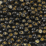 NITOPUPU Acrylic Letter Beads Alphabet Gold Letter Black Cube Beads for Friendship Bracelets and Gifts Souvenir Jewelry Making(7