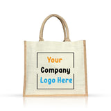 SAVRI Personalized Gifts Customized Jute Bag 10x12 Inch Name & Company Logo Printed | EcoFriendly Corporate Gift, Promotional