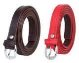 Zacharias WomenS Artificial Leather 0.5 Inches Slim Belt V0.5_(Brown & Red_Pack Of 2)