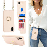 Lipvina for iPhone X/XS Phone Case with Card Holder and Strap for Women,Crossbody Lanyard,Kickstand Ring Stand,Snap Clasp,Phone 