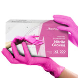 Fuchsia Hot Pink Nitrile Disposable Gloves - 200 Count - 3 Mil Nitrile Gloves Medium - Powder and Latex Free Rubber Gloves - Sur