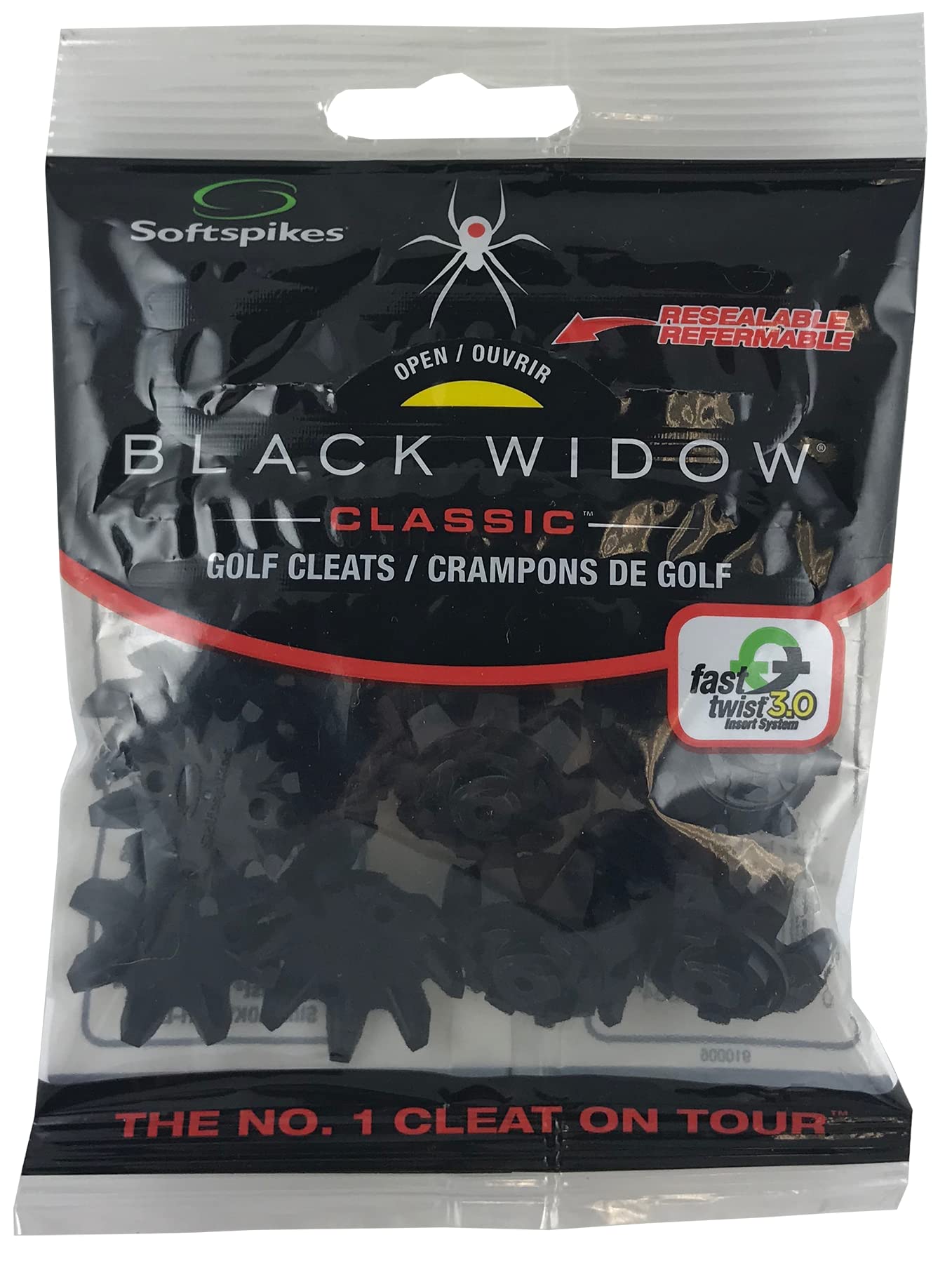 Softspikes Black Widow Classic Cleat Fast Twist 3.0, Black, 18 Count