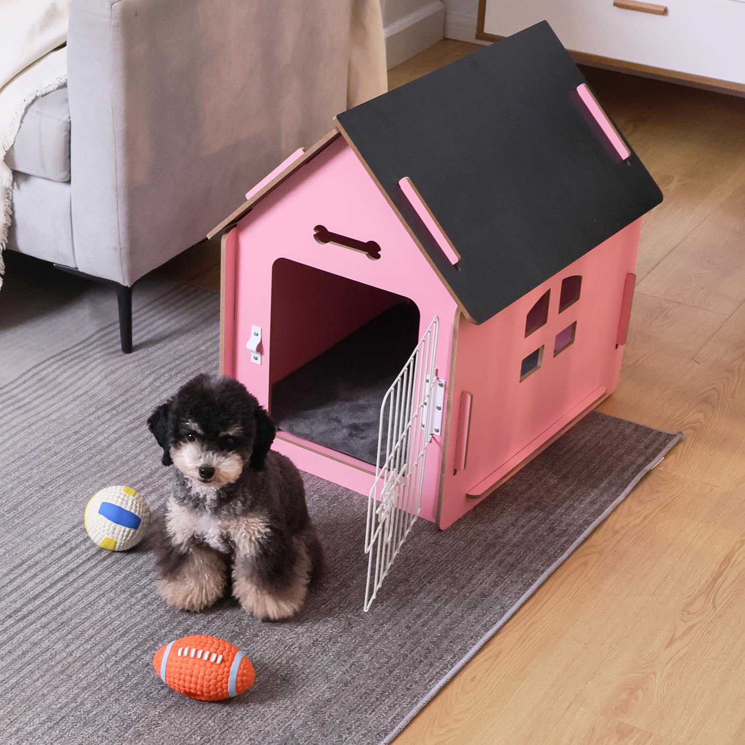 Dog House Indoor for Small Dogs or Cats, Cozy Wooden Design, Small Indoor Bed House, with Air Vents and Elevated Floor Warm Dog