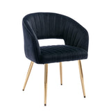 KCC Modern Accent Dining Chairs Set of 6, Upholstered Velvet Dining Room Chairs with Hollow Back, Tufted Kitchen Chairs Side Cha