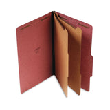 Universal 10280 Pressboard Classification Folder, Legal, SixSection, Red, 10/Box