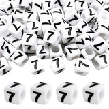 MIIIM 200 Pcs Serif Number 7 Beads for Bracelets, 6x6mm Large Hole Square Number Beads 7 for Knitting, Crochet, Phone Digits, Ke