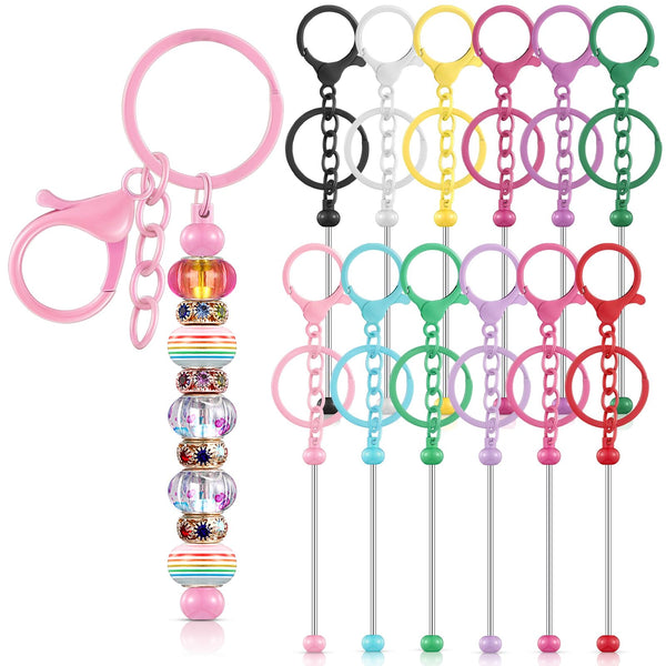 Tondiamo 12 Pcs Beadable Keychains Bars Bulk Blank Beaded Metal Keycha ...