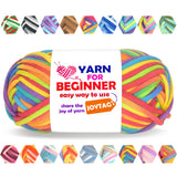 50g Rainbow Beginner Crochet Yarn for Crocheting and Knitting Multicolor Cotton Crochet Yarn for Beginners with Easy-to-See Stit