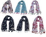 Fusfus WomenS Printed Chiffon Scarves And Stoles, Free Size(Multicolour, Fs796) Pack Of 6 (Multicolor1)