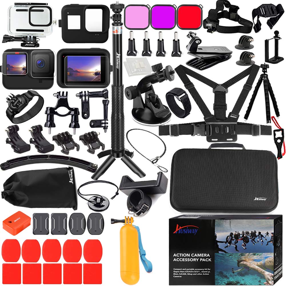 Accessories Kit for Gopro Hero 13 12 11 10 9 Black Waterproof Housing Silicone Case Glass Screen Protector Bundle for Go pro Gop