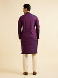 Manyavar Men'S Viscose Blend Jacquard Embroidered Kurta Pyjama Set (Purple,Xl)