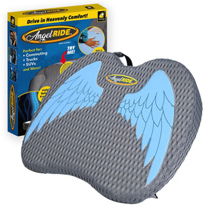 Angel Ride Blue Wing Auto Cushion w/Memory Foam, AS-SEEN-ON-TV, Advanced Lumbar Helps Relieve Pressure Points, Molds to Any Body