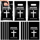 Cholemy 100 Pcs Welcome To Our Church Treat Bags Church Candy Bags with Handle Christian Events Plastic Goodie Colorful Baptism 