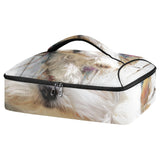 SyXIOP Insulated Casserole Carrier Bag Cute Running 3D Maltese Dog White