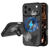 Fiyart Designed for iPhone 17 Pro Case with Wrist Strap Kickstand Cute Butterflies for Women Girls Slim Fit Aesthetic Pattern Co