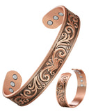 Feraco Copper Magnetic Bracelets for Men Women with Magnets, Tree of Life Pattern, 99.99% Pure Solid Copper Cuff Bangle, Health 