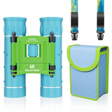 QUNSE Mini Binoculars for Kids-10x25 Compact High Powered for Bird Watching Travel Spectator Sport Fishing Golf Blue-Green