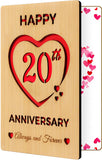 Vovocas 20th Wedding Anniversary Card Gifts for Husband Wife, Wooden Happy 20th Anniversary Card for Her Him, Always and Forever