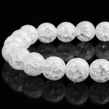RUBYCA Natural AAA Grade White Clear Quartz Crystal Crackle Round Beads Jewelry Making 1 Strand 6mm