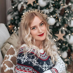 Gosuoa Happy New Year Headbands for Women, Rhinestone New Years Eve Headband, New Years Hair Accessories