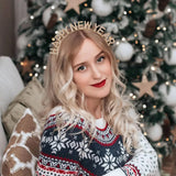 Gosuoa Happy New Year Headbands for Women, Rhinestone New Years Eve Headband, New Years Hair Accessories
