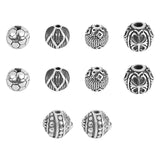 UNICRAFTALE 8pcs 5 Styles Mixed Shapes Spacer Beads 9-11mm Antique Silver Beads Spacers Stainless Steel Loose Beads for DIY Brac