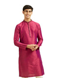 DIWAS BY MANYAVAR Mens Faux Silk Kurta Solid Kurta 1 Piece, Rani, XL