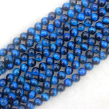 8mm Genuine Blue Tiger Eye Bead Gemstone Round Semi Precious Loose Beads for Jewelry Making 15