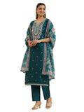 Libas Women'S Silk Blend Kurta Sets (99188_Teal_L)