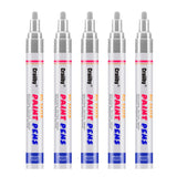Silver Paint Markers, 5 Pack Oil-Based Waterproof Quick Dry Permanent Paint Pen Set for Rocks Painting, Wood, Fabric, Plastic, C
