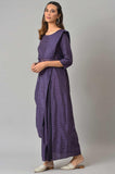 W For Woman Purple Insta Saree Dress With Embroidered Belt_22Auw18050-120238_L