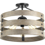 Progress Lighting P350049-143 Gulliver Three-Light Semi-Flush Convertible, Graphite finish, 13.50x17.00x17.00