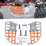 HECASA Nerf Bars Foot Pegs Heel Guards Compatible with All Years Honda TRX 450R 450ER (Silver Nerf + Orange Nets)