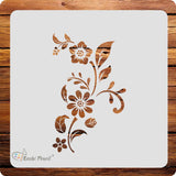 Kachi Pencil Flower with Leaf and Branches Stencils for Art, Craft and Painting, Size 6 x 6 inch Reusable Stencil for Painting,